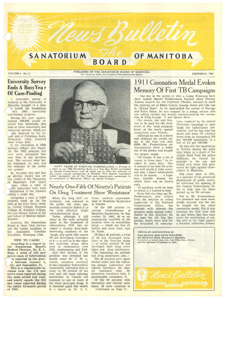 Image of cover: Sanatorium Board of Manitoba - News Bulletin - December 1962