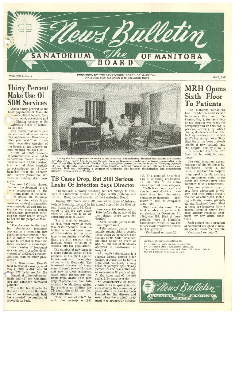 Image of cover: Sanatorium Board of Manitoba - News Bulletin - May 1962