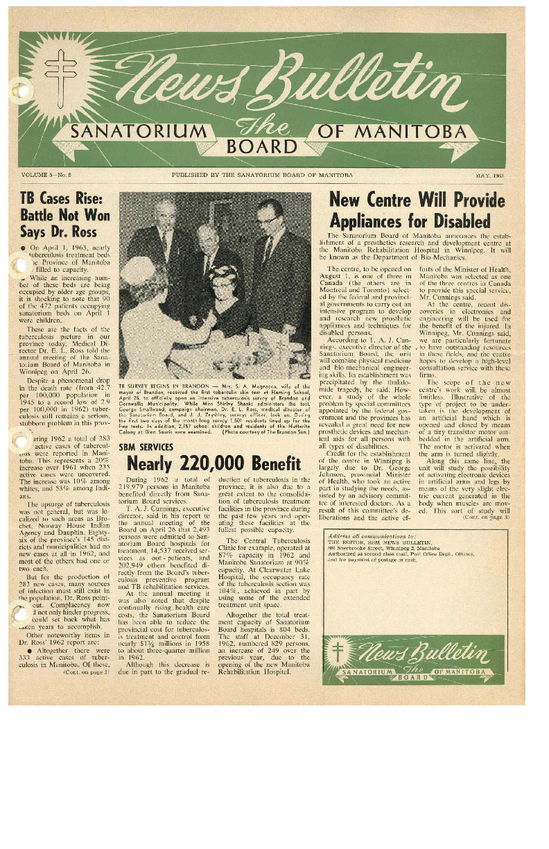 Image of cover: Sanatorium Board of Manitoba - News Bulletin - May 1963