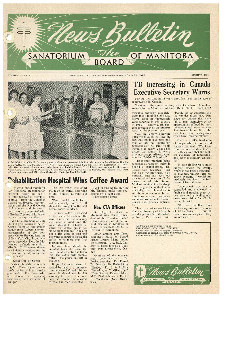 Image of cover: Sanatorium Board of Manitoba - News Bulletin - August 1963