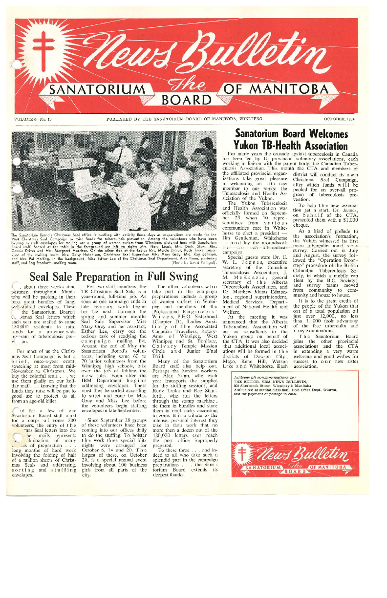 Image of cover: Sanatorium Board of Manitoba - News Bulletin - October 1964