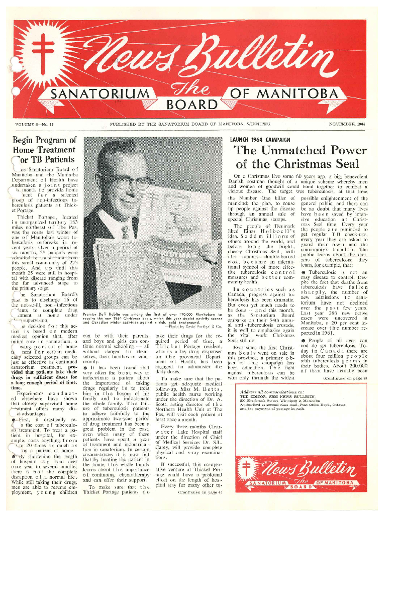 Image of cover: Sanatorium Board of Manitoba - News Bulletin - November 1964