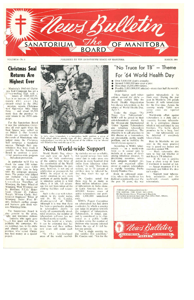 Image of cover: Sanatorium Board of Manitoba - News Bulletin - March 1964