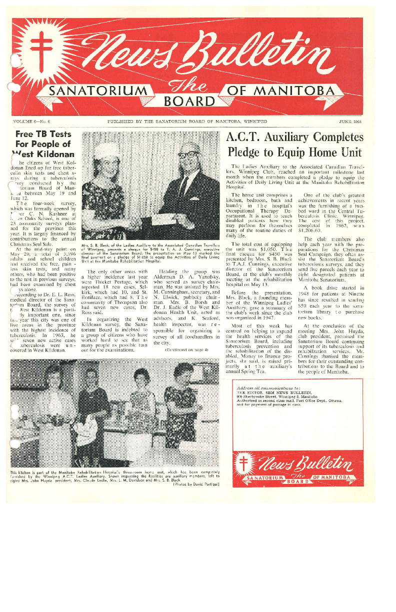 Image of cover: Sanatorium Board of Manitoba - News Bulletin - June 1964